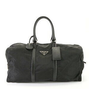 Prada Tessuto nylon Saffiano leather bag tote triangle logo
